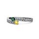 1 - Orane Emerald and Yellow Sapphire with Side Diamonds Bypass Ring 