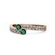 1 - Orane Emerald with Side Diamonds Bypass Ring 