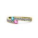 1 - Orane London Blue Topaz and Pink Sapphire with Side Diamonds Bypass Ring 