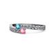 1 - Orane London Blue Topaz and Pink Tourmaline with Side Diamonds Bypass Ring 