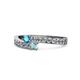 1 - Orane London Blue Topaz and Aquamarine with Side Diamonds Bypass Ring 