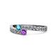 1 - Orane London Blue Topaz and Amethyst with Side Diamonds Bypass Ring 