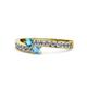 1 - Orane London Blue Topaz and Blue Topaz with Side Diamonds Bypass Ring 