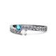 1 - Orane London Blue Topaz and White Sapphire with Side Diamonds Bypass Ring 