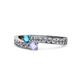 1 - Orane London Blue Topaz and Tanzanite with Side Diamonds Bypass Ring 