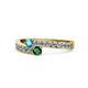 1 - Orane London Blue Topaz and Emerald with Side Diamonds Bypass Ring 