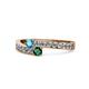 1 - Orane London Blue Topaz and Emerald with Side Diamonds Bypass Ring 