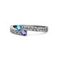 1 - Orane London Blue Topaz and Iolite with Side Diamonds Bypass Ring 