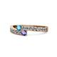 1 - Orane London Blue Topaz and Iolite with Side Diamonds Bypass Ring 