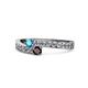 1 - Orane London Blue Topaz and Red Garnet with Side Diamonds Bypass Ring 
