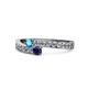 1 - Orane London Blue Topaz and Blue Sapphire with Side Diamonds Bypass Ring 
