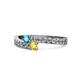 1 - Orane London Blue Topaz and Yellow Sapphire with Side Diamonds Bypass Ring 