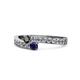 1 - Orane Black Diamond and Blue Sapphire with Side Diamonds Bypass Ring 