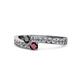 1 - Orane Black Diamond and Ruby with Side Diamonds Bypass Ring 