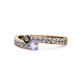 1 - Orane Black Diamond and Tanzanite with Side Diamonds Bypass Ring 