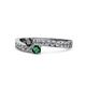 1 - Orane Black Diamond and Emerald with Side Diamonds Bypass Ring 