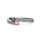 1 - Orane Black Diamond and Pink Tourmaline with Side Diamonds Bypass Ring 