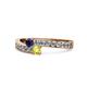 1 - Orane Blue Sapphire and Yellow Diamond with Side Diamonds Bypass Ring 