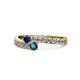 1 - Orane Blue Sapphire and Blue Diamond with Side Diamonds Bypass Ring 