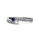 1 - Orane Blue Sapphire and Diamond with Side Diamonds Bypass Ring 