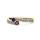 1 - Orane Blue Sapphire and Ruby with Side Diamonds Bypass Ring 