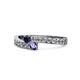 1 - Orane Blue Sapphire and Iolite with Side Diamonds Bypass Ring 