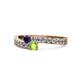 1 - Orane Blue Sapphire and Peridot with Side Diamonds Bypass Ring 