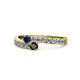 1 - Orane Blue Sapphire and Red Garnet with Side Diamonds Bypass Ring 