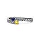 1 - Orane Blue and Yellow Sapphire with Side Diamonds Bypass Ring 