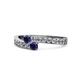 1 - Orane Blue Sapphire with Side Diamonds Bypass Ring 