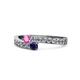 1 - Orane Pink and Blue Sapphire with Side Diamonds Bypass Ring 