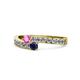 1 - Orane Pink and Blue Sapphire with Side Diamonds Bypass Ring 