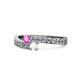 1 - Orane Pink and White Sapphire with Side Diamonds Bypass Ring 
