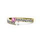 1 - Orane Pink and White Sapphire with Side Diamonds Bypass Ring 