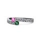 1 - Orane Pink Sapphire and Emerald with Side Diamonds Bypass Ring 
