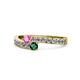 1 - Orane Pink Sapphire and Emerald with Side Diamonds Bypass Ring 