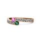 1 - Orane Pink Sapphire and Emerald with Side Diamonds Bypass Ring 