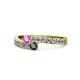 1 - Orane Pink Sapphire and Black Diamond with Side Diamonds Bypass Ring 