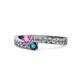 1 - Orane Pink Sapphire and Blue Diamond with Side Diamonds Bypass Ring 