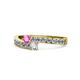 1 - Orane Pink Sapphire and Diamond with Side Diamonds Bypass Ring 