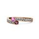 1 - Orane Pink Sapphire and Ruby with Side Diamonds Bypass Ring 