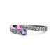 1 - Orane Pink Sapphire and Iolite with Side Diamonds Bypass Ring 