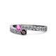 1 - Orane Pink Sapphire and Red Garnet with Side Diamonds Bypass Ring 
