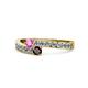 1 - Orane Pink Sapphire and Red Garnet with Side Diamonds Bypass Ring 