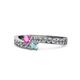 1 - Orane Pink Sapphire and Aquamarine with Side Diamonds Bypass Ring 
