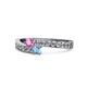 1 - Orane Pink Sapphire and Blue Topaz with Side Diamonds Bypass Ring 