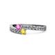 1 - Orane Pink and Yellow Sapphire with Side Diamonds Bypass Ring 