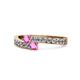 1 - Orane Pink Sapphire with Side Diamonds Bypass Ring 
