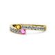 1 - Orane Citrine and Pink Sapphire with Side Diamonds Bypass Ring 