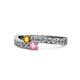 1 - Orane Citrine and Pink Tourmaline with Side Diamonds Bypass Ring 